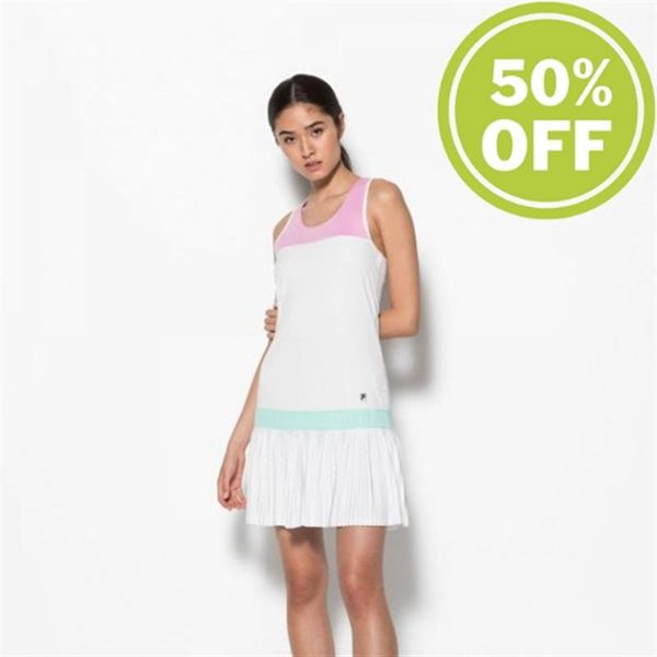 Vestidos Fila Mulher Branco/Menta/Rosa - Fila French Open Collection Fabienne Tennis Portugal Lisboa